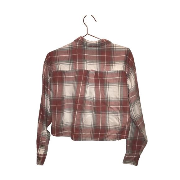 American Eagle Cropped Flannel Pink Size small - Picture 2 of 7